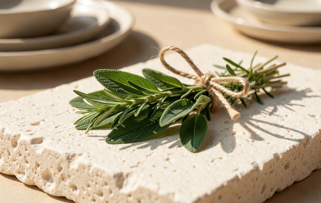 Erbe aromatiche e pietra naturale