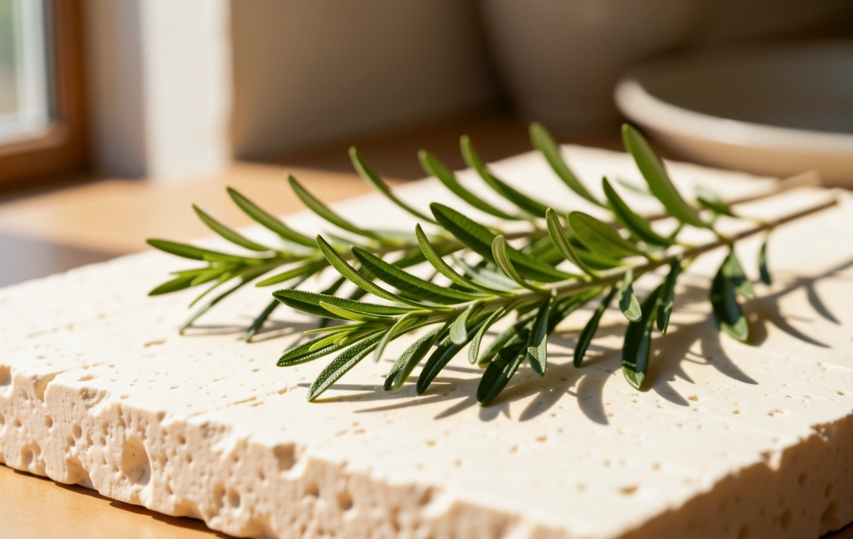 Erbe aromatiche fresche su pietra naturale